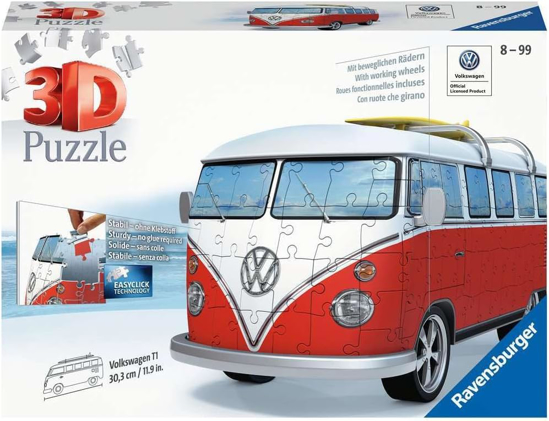Ravensburger Volkswagen T1 Campervan 3D Delione - 162 vnt | Precision Fit su Easy Click technologija | itraukiantis zaislas vaikams ir suaugusiems | P